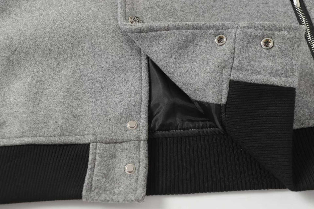 Multi Cross Varsity Jacket - Grey Black Street Jacket 2215