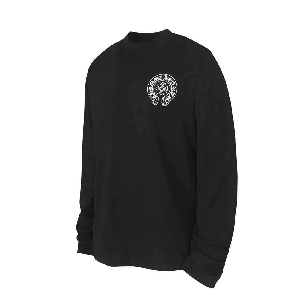 Logo Flag Long Sleeve Tee - Black White Gothic Street T-Shirt K2126